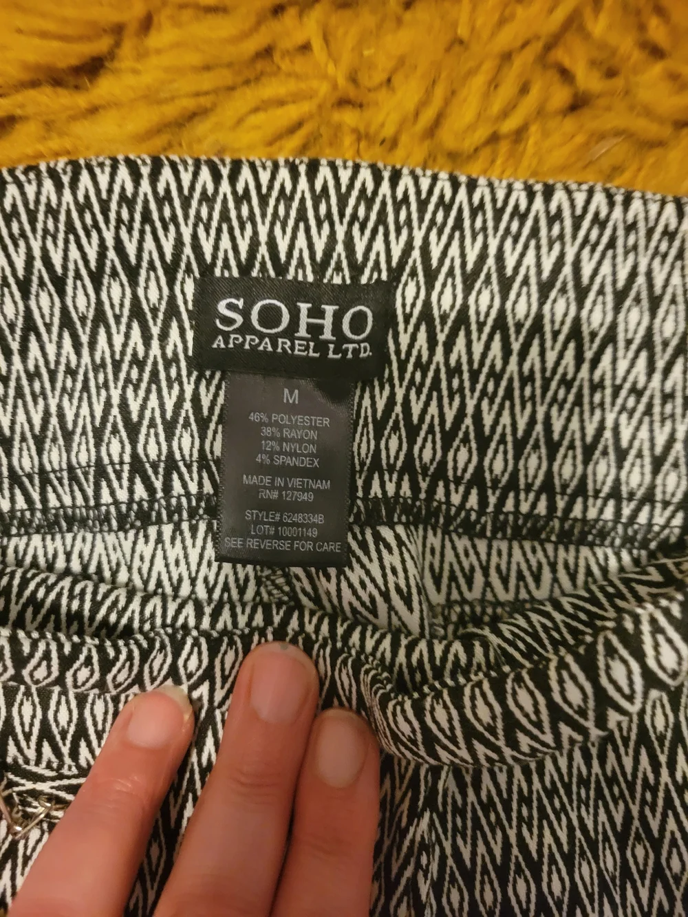 Soho Apparel Black and White Geometric Knit Pants